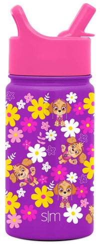 Simple Modern Paw Patrol Kids Water Bottle with Straw Insulated Stainless Steel Toddler Cup for Girls, School | Summit Collection | 14oz, Skye Flowers