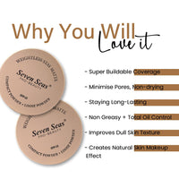 Seven Seas 2 In 1 Weightless Stay Matte Compact Powder | Pressed Powder + Loose Powder | SPF 15 | Non Oily Matte Look | Evens Out Complexion | Hides Imperfections | Blends Effortlessly (Peach)