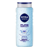 NIVEA Men Pure Impact Shower Gel, 500ml, Hair, Face & Body Wash And NIVEA Men Deodorant Roll-On, Fresh Active Original, 50ml