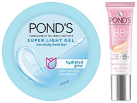 POND's Super Light Gel Oil Free Face Moisturizer 49g, With Hyaluronic Acid & Vitamin E for Daily Use & POND's BB+ Cream, Instant Spot Coverage + Light Make-up Glow, Ivory 9g