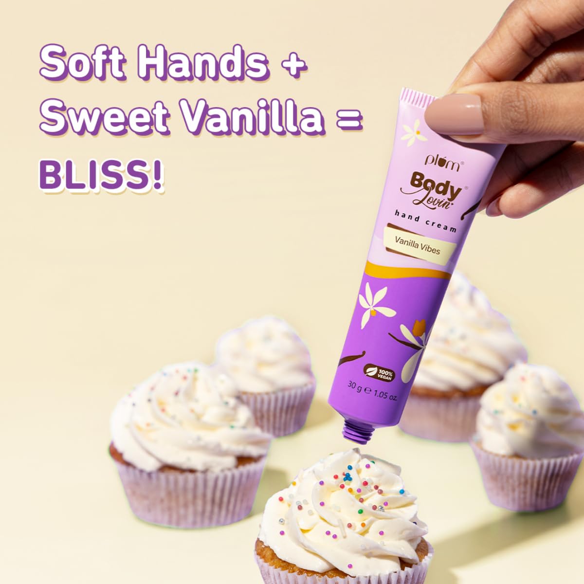 Plum BodyLovin' Vanilla Vibes Hand Cream | Ultra Moisturizing With Shea Butter | Non-Greasy & Lightweight | Irresistible Warm Vanilla Fragrance | Travel Friendly | 30g