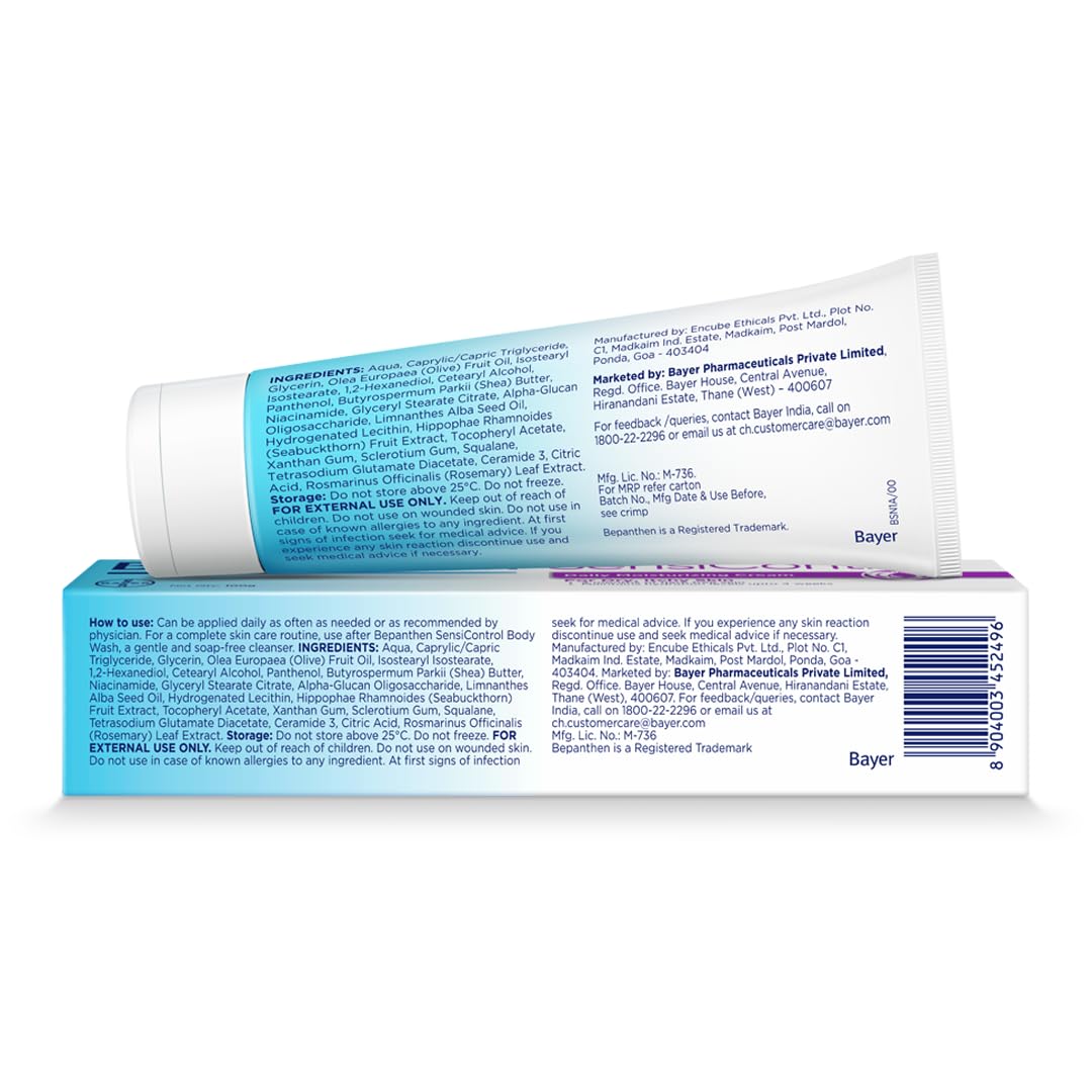 Bepanthen Sensi Control Daily Moisturizing Cream, Worlds No.1 Skincare Brand, For Dry & Sensitive Skin, 100 gm