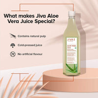 Jiva Aloe Vera Juice 1 Litre | Cold Pressed Juice Boosts Immunity, Improves Digestion, Detoxifies The Body | Promotes Healthy Skin & Hair | No Artificial Flavour & Suger (Pack of 1)