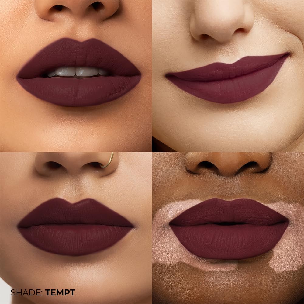 Fae Beauty Lip Whip 12Hr Comfortable Matte Liquid Lipstick (10ml) | Long Wear | Non Drying | Soft Mousse Smudgeproof Formula | Vegan | With Moisture Lock Technology | Enriched with Vitamin E and Cherry Coffee - Tempt