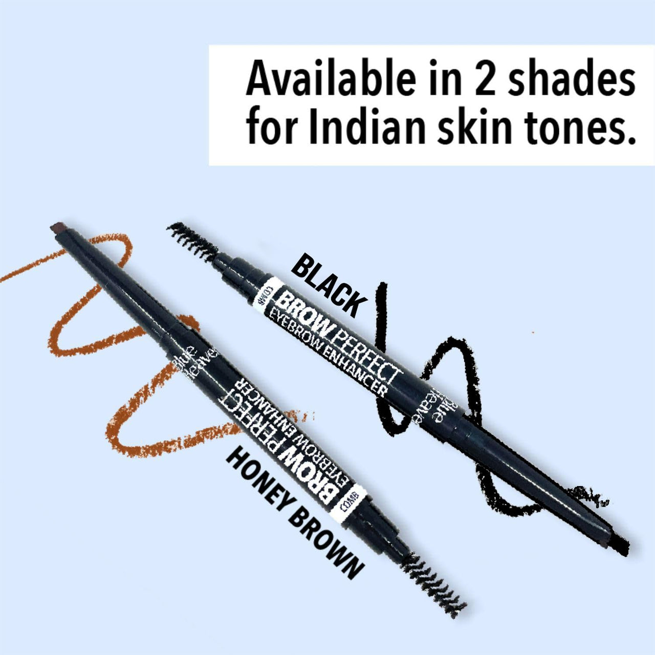 Blue Heaven Brow Perfect Eyebrow Enhancher, Long Lasting, Smudge Proof, Waterproof Eyebrow Pencil, One Swipe perfect finish, Black, 0.30gm