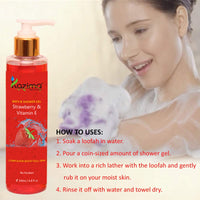KAZIMA Strawberry & Vitamin E Bath Shower Gel & Luxury Body Wash (200ML) For Skin Renewal, Nourishing, Refreshing (Free From Parabens)