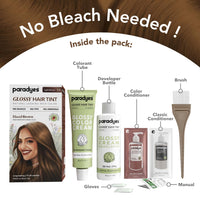 Paradyes No Bleach Hazel Brown Glossy Hair Tint, Ammonia-Free Formula for Natural Black Hair, Visible on Natural Black Hair, Includes Anti-Fade Conditioner for Long-Lasting Shine, 5 Light Brown
