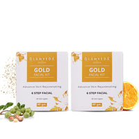 Glamveda Gold Advance Skin Rejuvinating Facial Kit Pack Of 2 | 6 Steps facial Kit | 80 gm