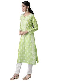 Ada Hand Embroidered New Lucknowi Chikankari Chanderi Kurta Kurti for Women A411175