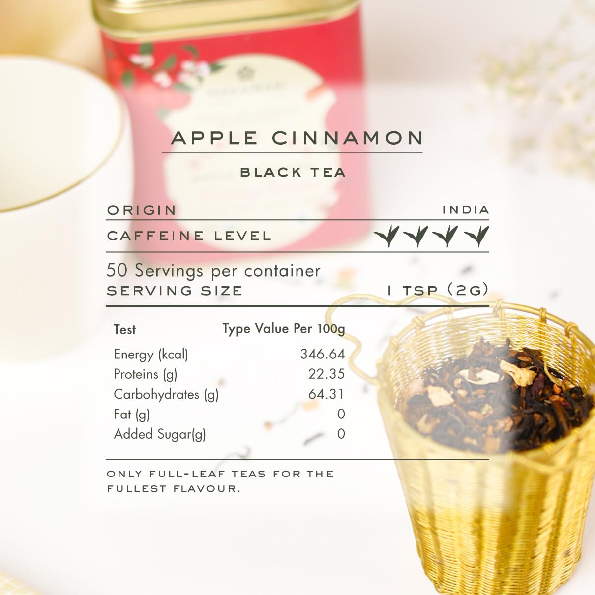 Makaibari Holiday Edition : Apple Cinnamon Black Tea | Usda Certified Premium Black Tea | Anti-Oxidants, Immunity Booster | Tin Caddy, Loose Leaves - 50 Gm