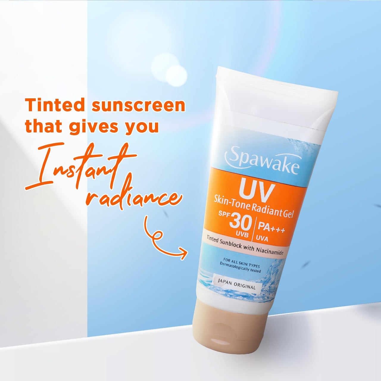 Spawake Sunscreen UV Tone Radiant Gel | SPF 30 PA+++ | Tinted & Non Greasy | Even Tone | For All Skin Tones | 45g