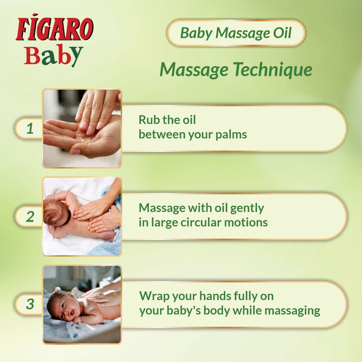 Figaro Baby Massage Oil with Goodness of Natural Olive oil enriched with vitamin E, Dermatologically tested, 400 ml