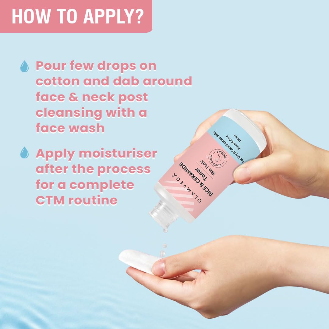 Glamveda Rice Water Tonic | Skin Barrier Building & Nourishing | Blemishes & Dark Spots | 100 ml