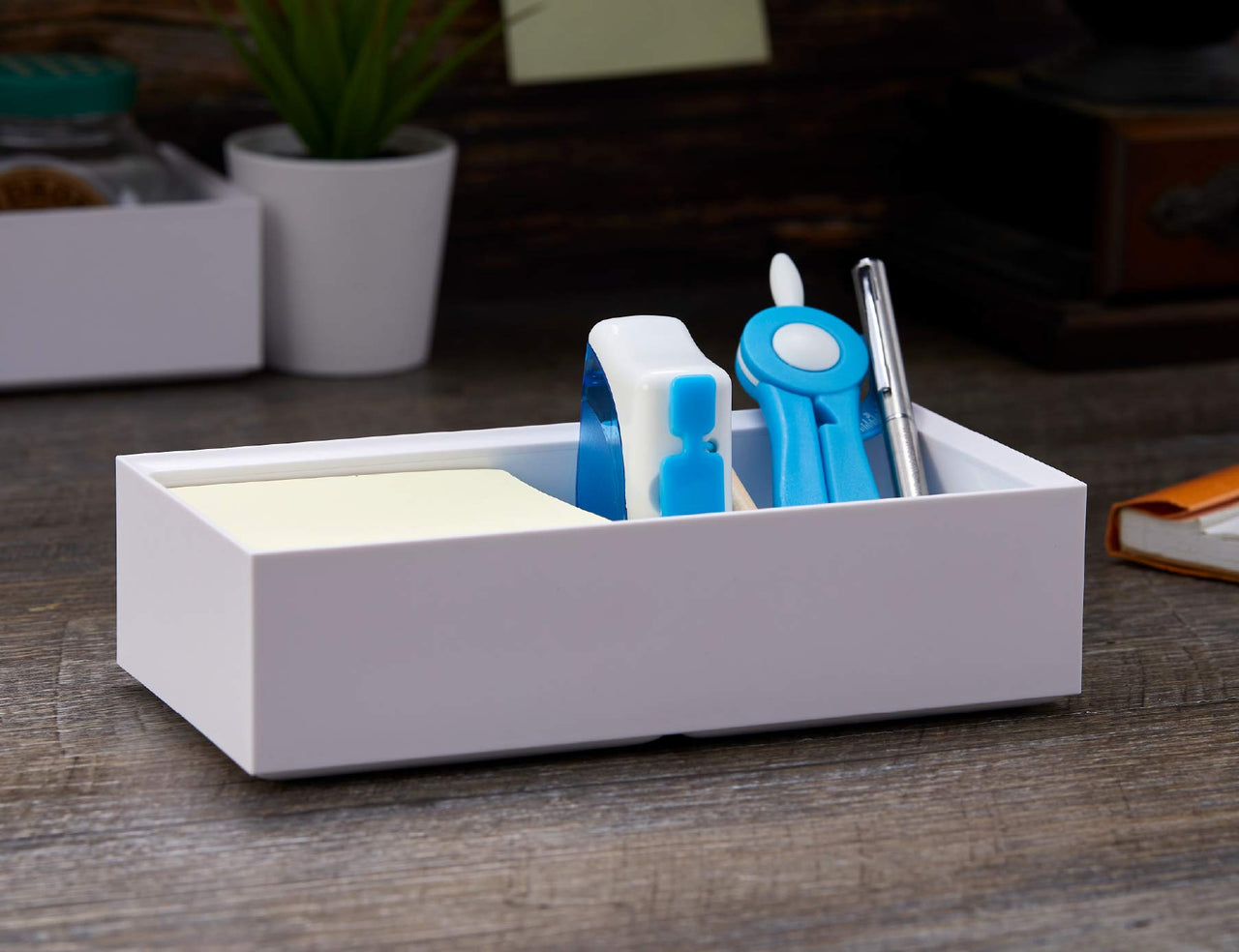 Bostitch Office Konnect Desk Organizer Accessory Tray, Wide, Stacks for Desktop Storage, White