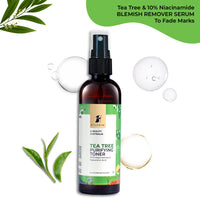 Pilgrim Tea Tree & 2% Niacinamide face toner for oily skin, acne & blemish prone skin | Toner for open pores tightening, pore cleansing & glowing skin | Women & Men | 100 ml