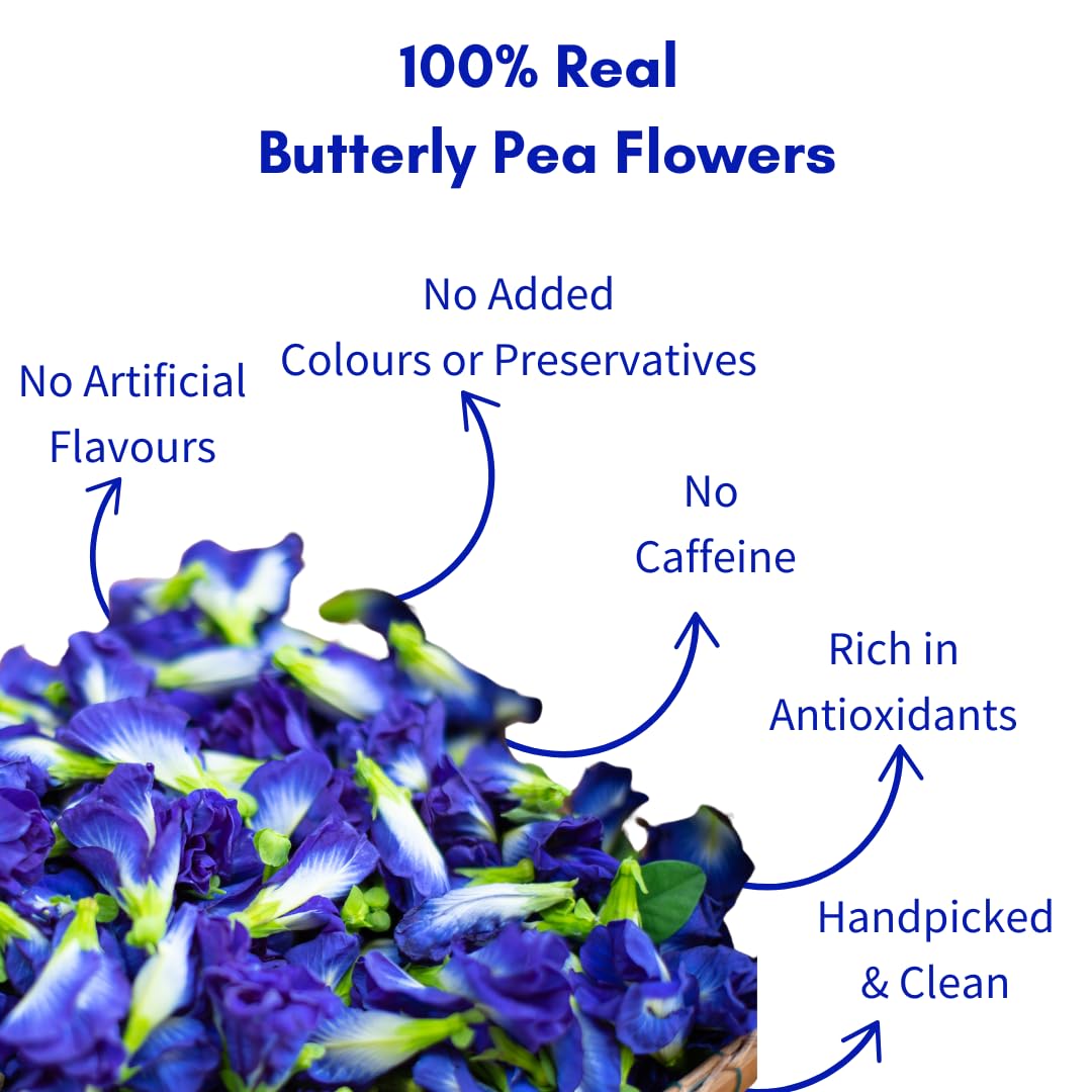 Yumavi Butterfly Pea Tea - 30 gm || No Harmful PET Jars or Plastic || Natural Blue Pea Antioxidant Tisane || Immunity Booster & Stress Reliever || Vegan, GMO and Gluten Free || No Caffeine Herbal Tea