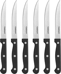 Cusinart Knife Set, 6pc Steak Knife Set with Steel Blades for Precise Cutting, Lightweight, Stainless Steel & Durable, C77TR-6PSK Black