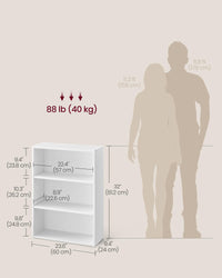 VASAGLE Bookshelf, 23.6 Inches Wide, 4-Tier Open Bookcase with Adjustable Storage Shelves, Floor Standing Unit, Cloud White ULBC164T14 1 Pack 4 Tiers (23.6