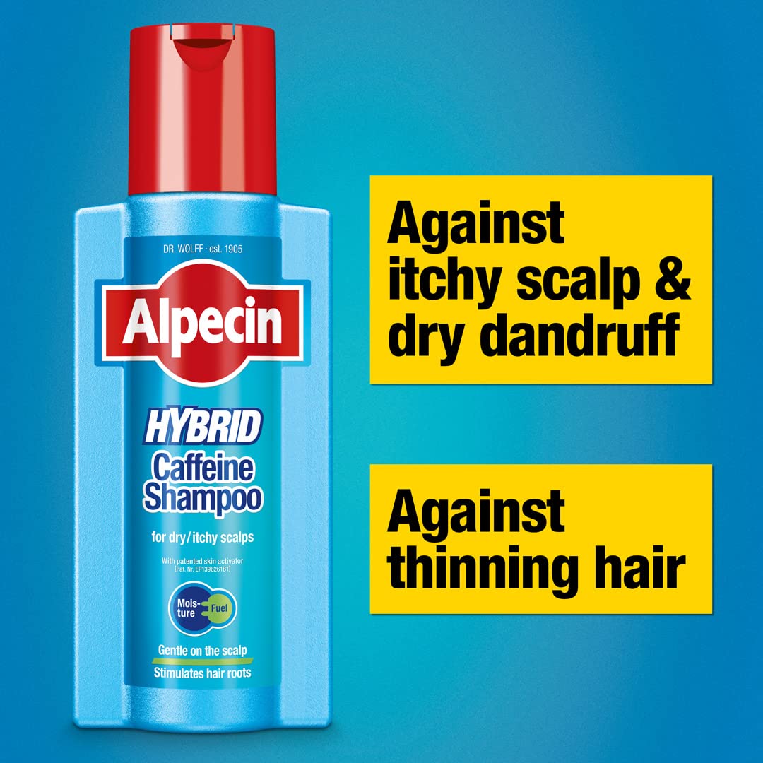 Alpecin Hybrid Shampoo 1x 375ml | Natural Hair Growth Shampoo for Sensitive and Dry Scalps | Energizer for Strong Hair | Hair Care for Men