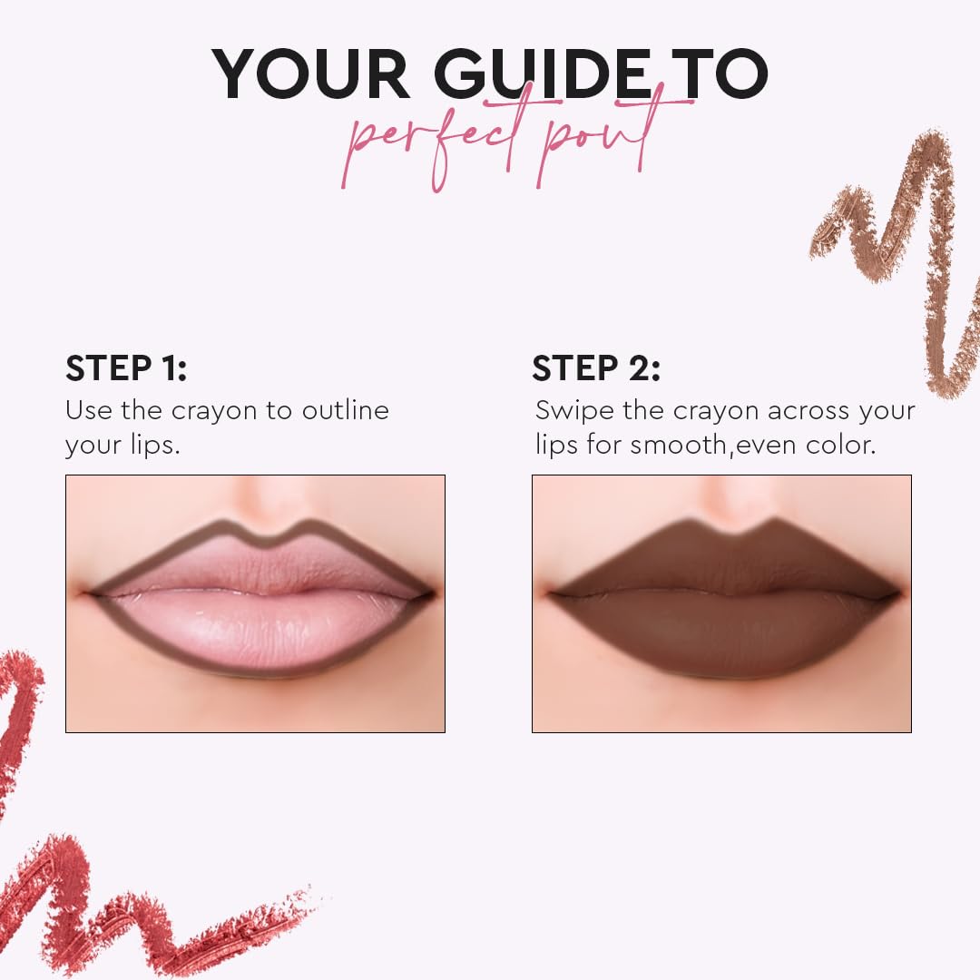 Million Colors Lip Crayon Lipstick | 8H Long-Lasting Matte | Hydrating & Lightweight | Highly Pigmented | Smudge-Proof & Transfer-Proof | Hyaluronic Acid & Shea Butter (Truffle 08, 3g)