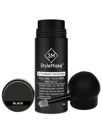 StyleMake Thickener Hair Fiber Black 28gm With Pump For Thin & Fine Hair Instantly Transform | Hair Thickening Fibre Spray For Men & Women | Hair Loss Concealer | (Black Fiber + Applicator)
