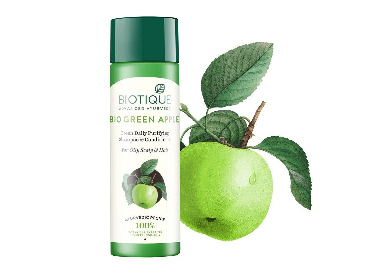 Biotique Bio Neem Margosa Anti Dandruff Shampoo and Conditioner, 180ml And Biotique Bio Green Apple Fresh Daily Purifying Shampoo And Conditioner, 190ml