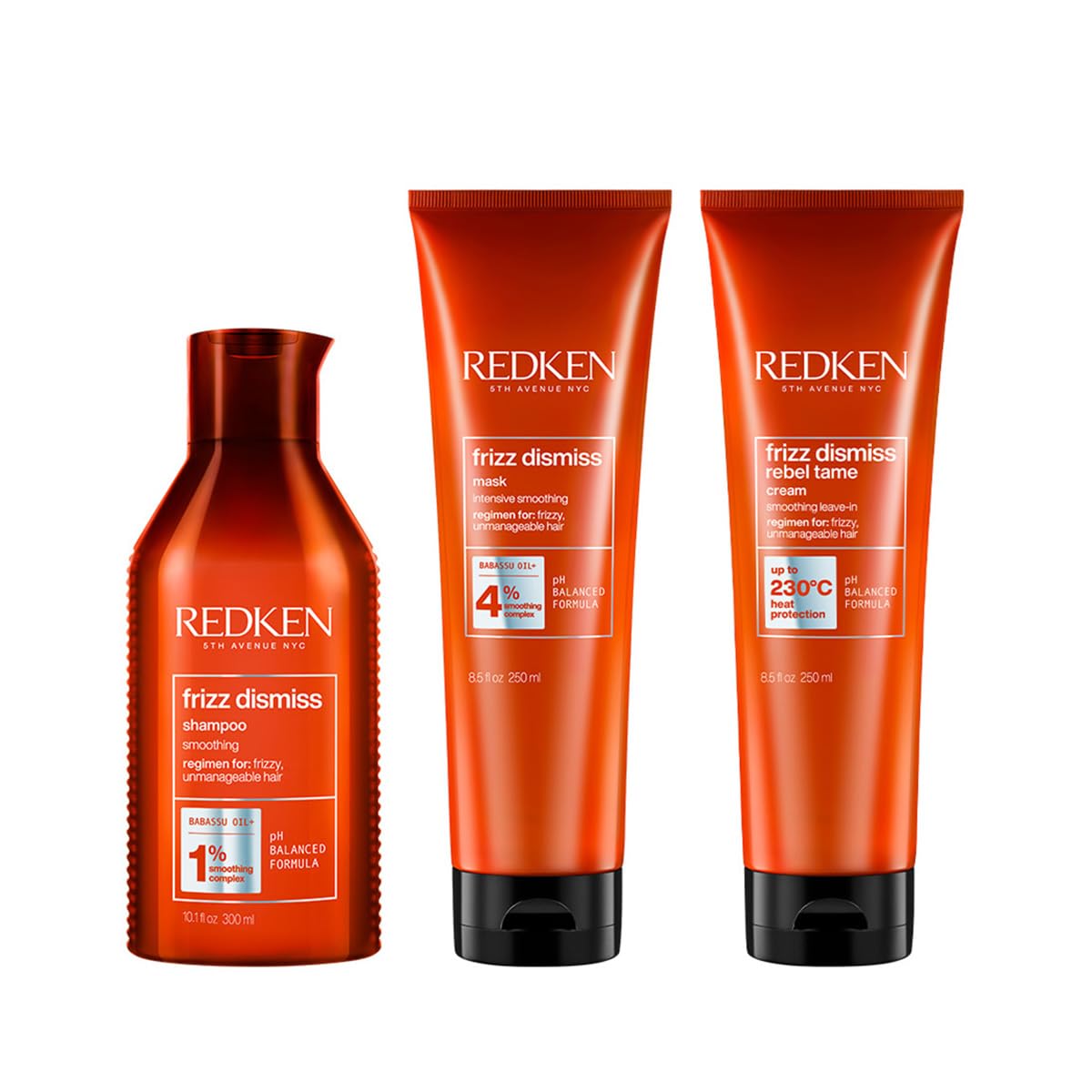 Redken Frizz Dismiss Shampoo, Mask & Rebel Tame Cream Anti-Frizz Combo | With Babassu Oil & Smoothening Complex | For Dry & Frizzy Hair | For Men & Women