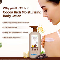 Mamaearth Cocoa Rich Moisturizing Body Lotion with Cocoa Butter & VitaminE for Deep 48H Moisturization | For Very Dry Skin | 7 in 1 Total Care Benefits | 100% Natural Butter | Non-Greasy Smooth Skin | 400 ml (Pack of 2)