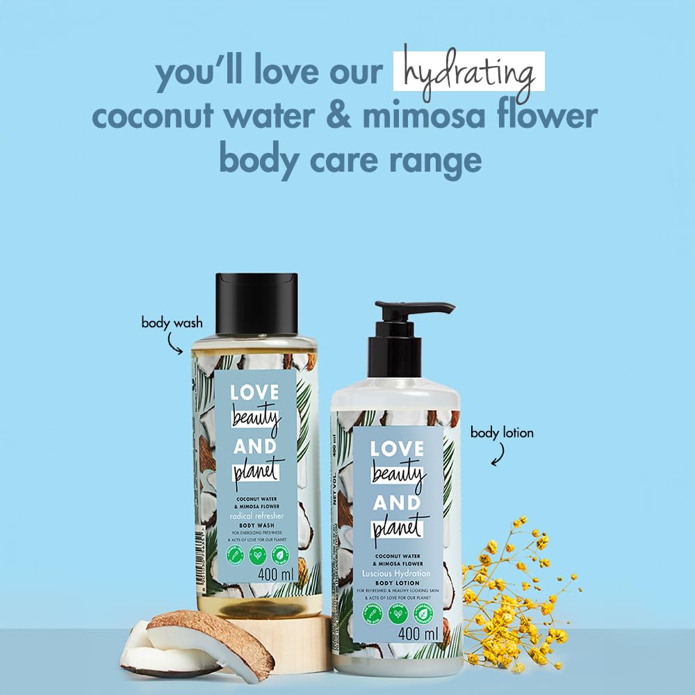 Love Beauty & Planet Coconut Water & Mimosa Flower Hydrating Body WashINatural Shower Gel for Soft Skin,200ml