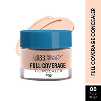 Beauty Berry Full Coverage Concealer, Easy to Blend, Ultra Lightweight & Long Lasting Concealer | Creamy Texture, Highly Pigmented, Waterproof Concealer for Face Makeup (PURE BEIGE-08, 1)