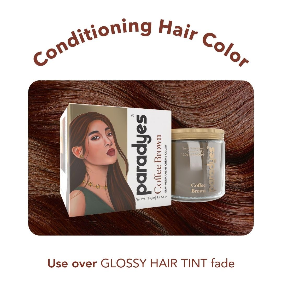 paradyes Top-Up Semi-Permanent Coffee Brown Diy Conditioner Based Hair Colour, 120 Gm,All,1 Count