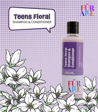 FurAlle Teens Floral Shampoo & Conditioner For Kids | Infused with Jasmine Flower, Onion Extract, Lotus Water & Lavender Oil | Gentle, Nourishing Hair Care for Boys & Girls | 2-in-1 Hair Care | 200ml