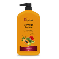TryOnes Papaya & Hibiscus Damage Repair Shampoo 1000 ml | Hair Repairing Shampoo For Damaged, Dry & Frizzy Hair | For Women & Men
