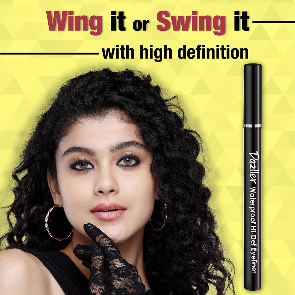 Dazller Hi-Def Eyeliner duo|Velvet Matte|Water-Resistant|Smudge-Proof|Long Stay|Single Stroke|Precise Application|Black+Blue|2.2g, gel