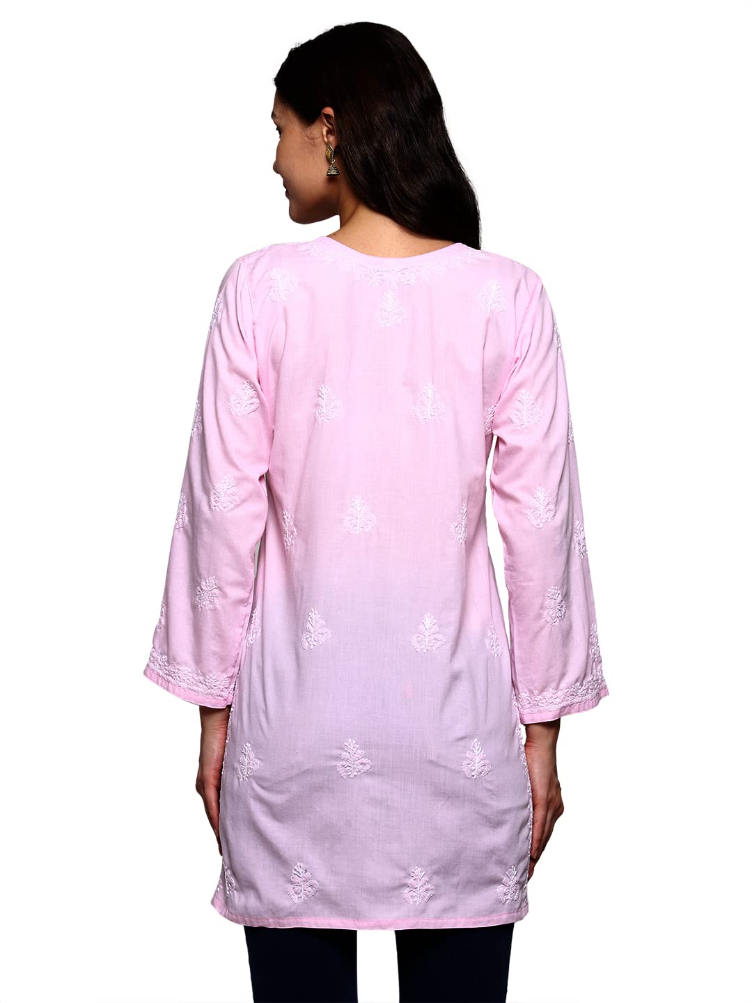 Ada Women's  Cotton Top Tunic Hand Embroidered Lucknowi Chikankari Short Kurti