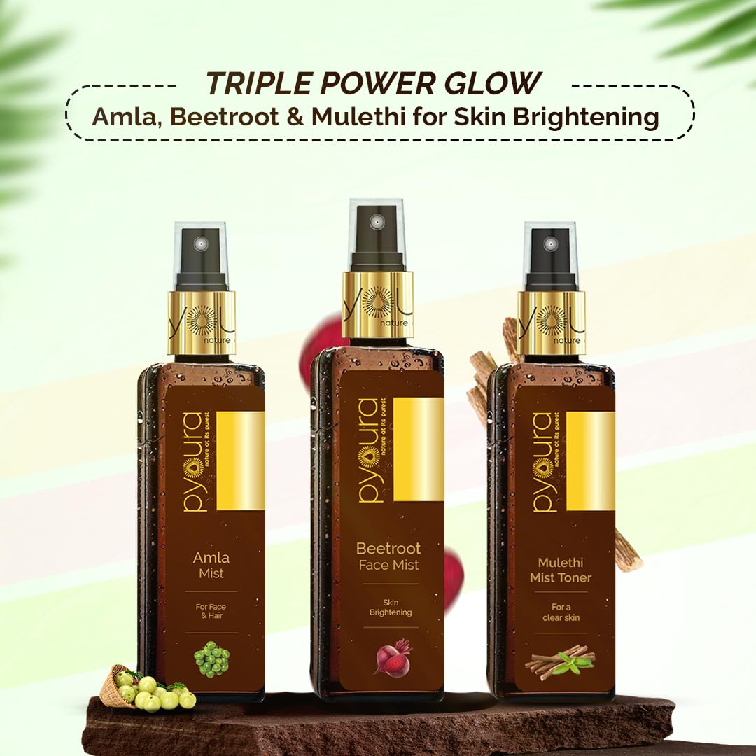 PYOURA Skin Brightening Licorice (Mulethi) Face toner Mist 100ml, Nourishing Licorice toner for Even Skin Tone, Fades Dark Spots & Pigmentation, Hydrating Face Serum Toner