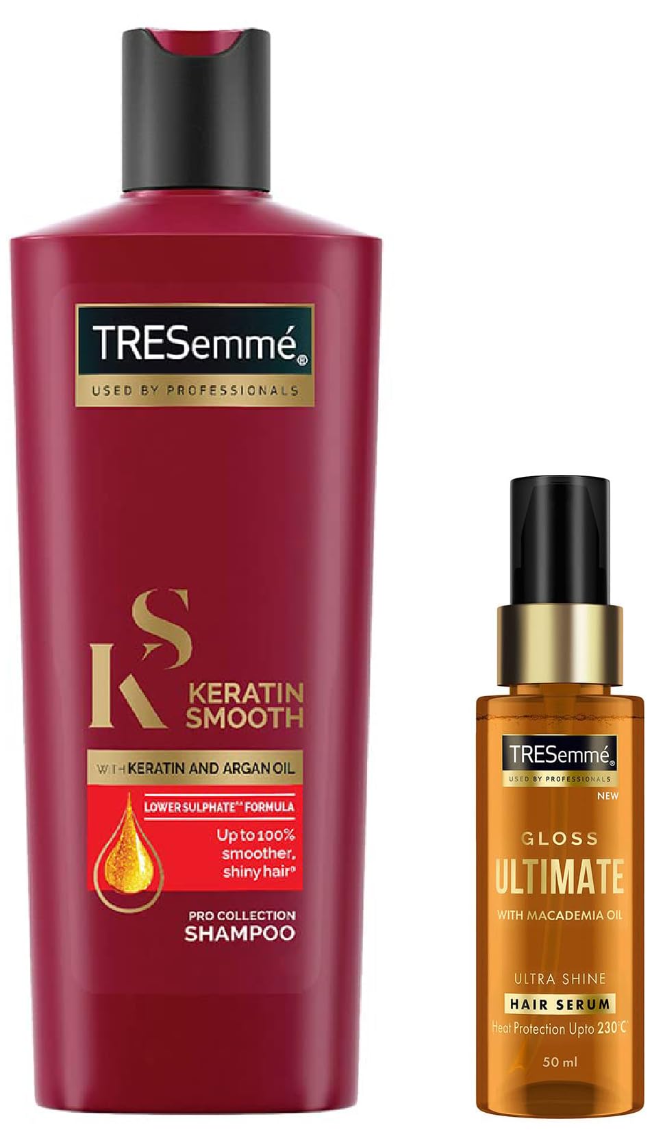TRESemme Gloss Ultimate Ultra Shine Hair Serum 50ml with Macadamia Oil & Vitamin E & Tresemme Keratin Smooth Combo