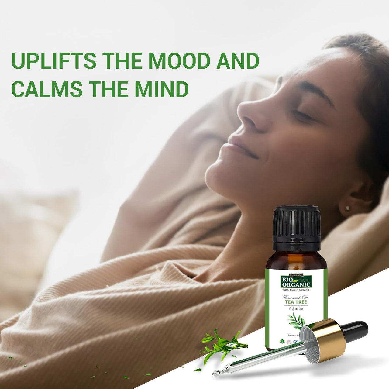 Indus Valley 100% Pure Natural & Organic, Undiluted Tea Tree Essential Oil with Therapeutic Grade & Glass Dropper for Skin, Hair Care -15ml