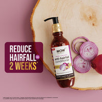 WOW Skin Science Red Onion Black Seed Oil Hair Conditioner with Red Onion Seed Oil Extract, Black Seed Oil & Hydrolyzed Wheat Protein - No Parabens, Mineral Oil, Silicones, Color & PEG - 500mL