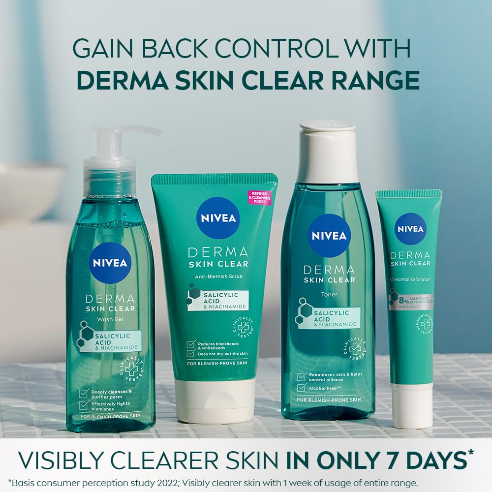 NIVEA Derma Skin Clear Exfoliator 8% Salicylic, Glycolic Acid, Niacinamide Fight Blemishes Acne Mark