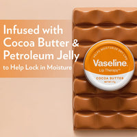 Vaseline Lip Tins Cocoa Butter, 17G|Infused With Cocoa Butter For Hydration & Glossy Shine, Transparent