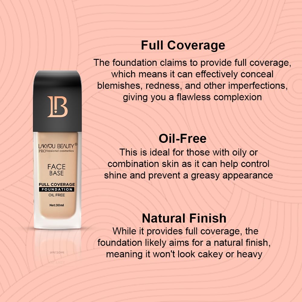 Lakyou Beauty Face Base Full Coverage Foundation | Waterproof | Long Lasting | Light Weight | SPF 20 | Shade-06(Pure Beige) | Pack Of 2