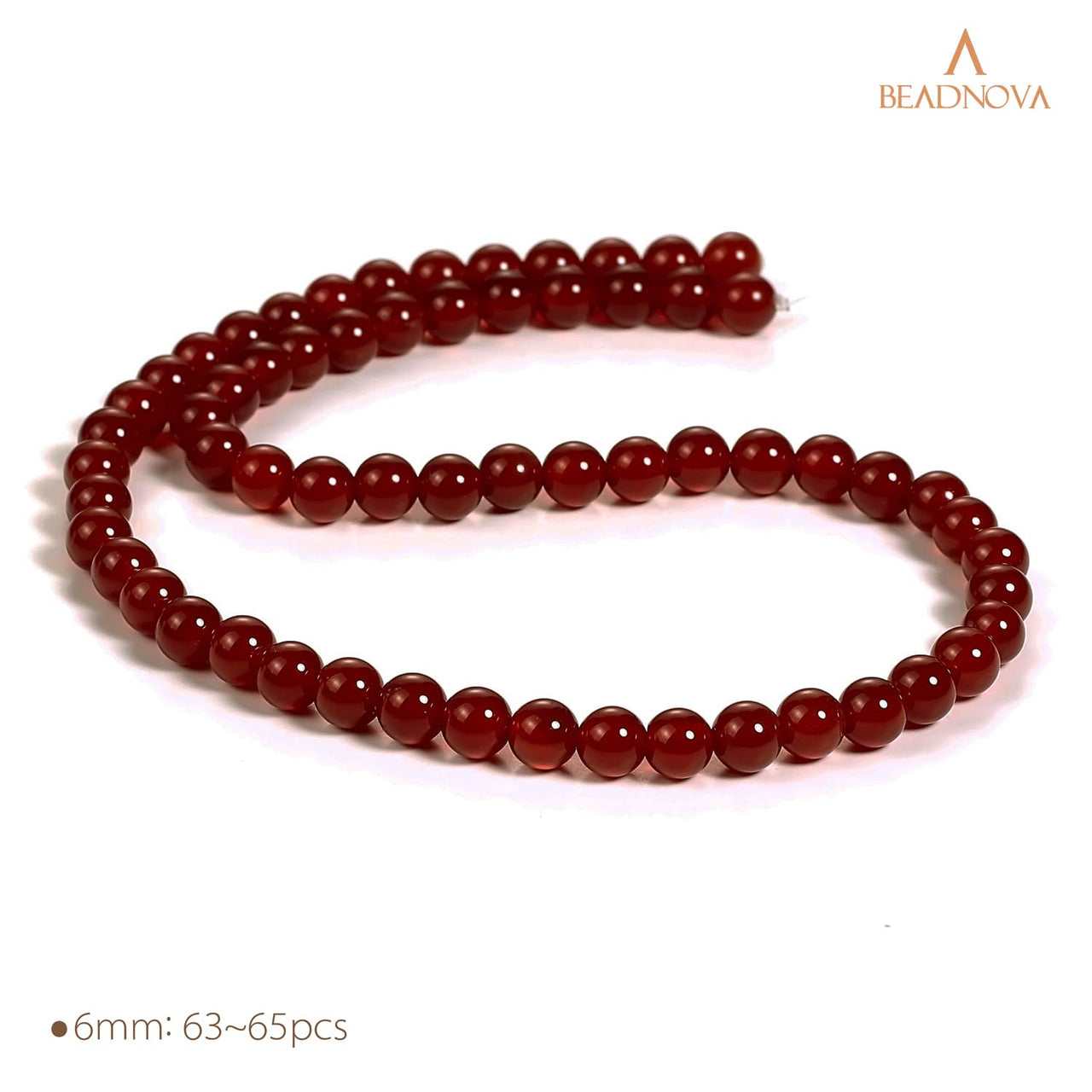 BEADNOVA Red Agate Beads Natural Crystal Beads Stone Gemstone Round Loose Energy Healing Beads with Free Crystal Stretch Cord for Jewelry Making (6mm, 62-64pcs) 6mm 02) Red Agate Round Beads