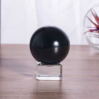 LONGWIN 40mm(1.6 inch) Solid Mini Fengshui Crystal Ball Healing Crystals(Black) Black