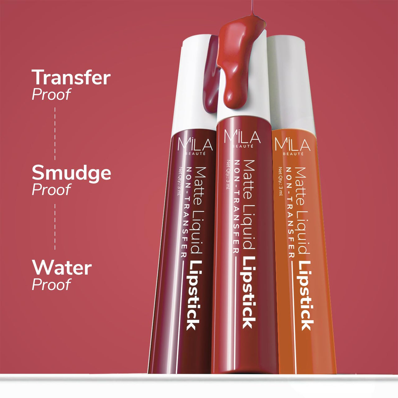 Mila Beaute Liquid Lipstick Set of 3 for Women I Non Transfer & Matte Finish I Lightweight & Hydrating I Rich Pigment with Tea Tree Oil I Mauves & Pinks