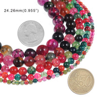Stone Beads 8mm Multi-Color Tourmaline Gemstone Round Loose Beads Crystal Energy Stone Healing Power for Jewelry Making DIY,1 Strand 15