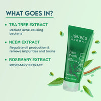 Jovees Herbal Neem Face Wash With Neem & Tea Tree Extracts | For Oily & Acne Prone Skin | Oil Control, Remove Impurities And Prevents Pimples For Men & Women | 120 ML