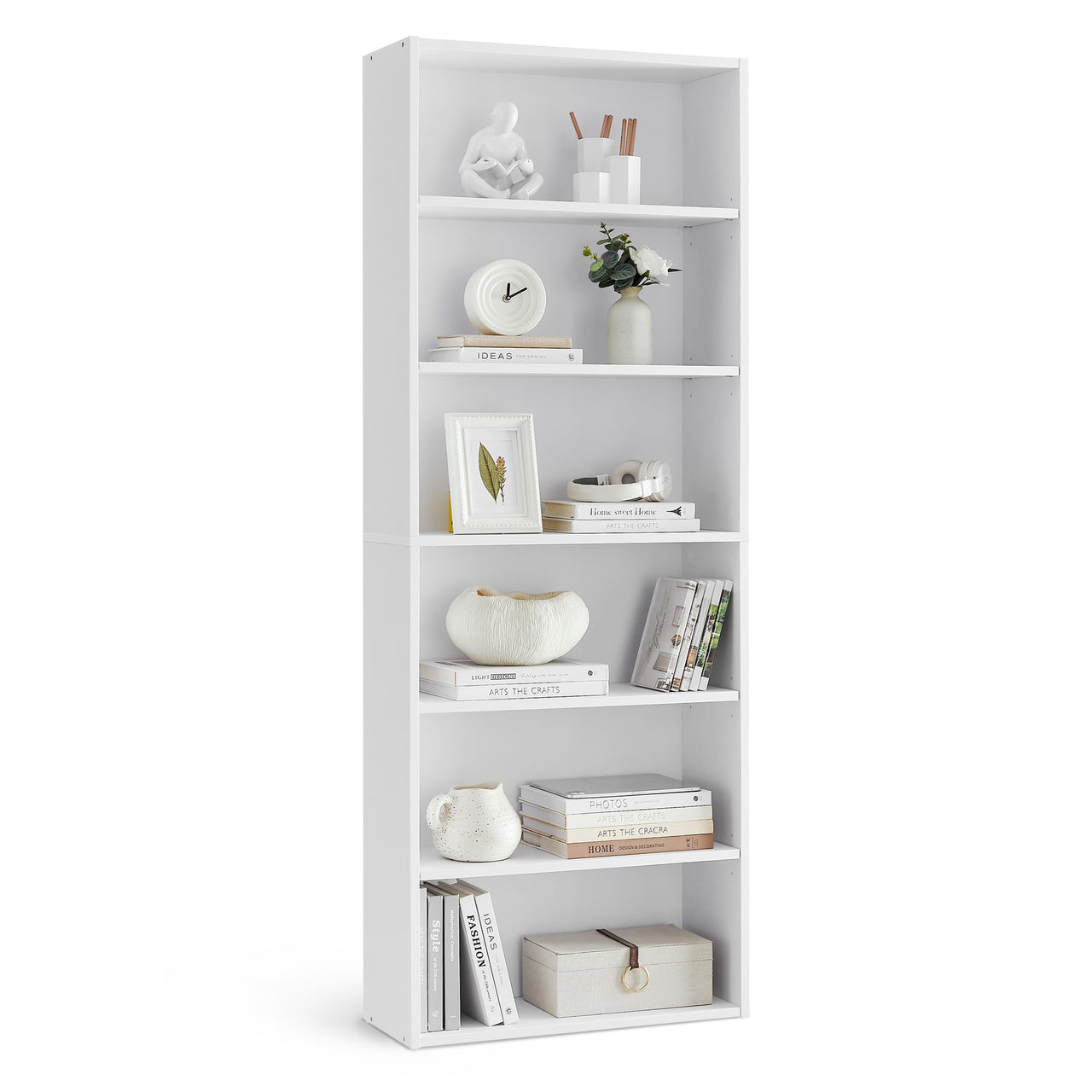 VASAGLE Bookshelf, 23.6 Inches Wide, 4-Tier Open Bookcase with Adjustable Storage Shelves, Floor Standing Unit, Cloud White ULBC164T14 1 Pack 4 Tiers (23.6"W x 42.4"H)