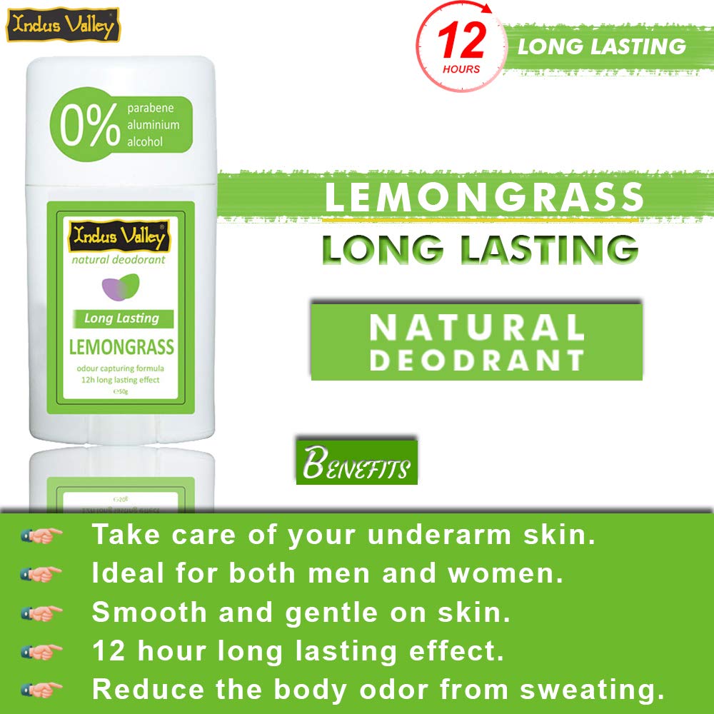 Indus Valley Combo Of Lavender And Lemongrass Deodorant Stick For Women, 50 G (Pack Of 2)