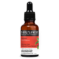 Soulflower Rosehip Oil for Wrinkles, Fine Lines, Scars, Stretch Marks, Under Eyes, and Curly Hair | 100% Pure, Organic, Cold-Pressed Seed Oil for Men & Women | 30ml